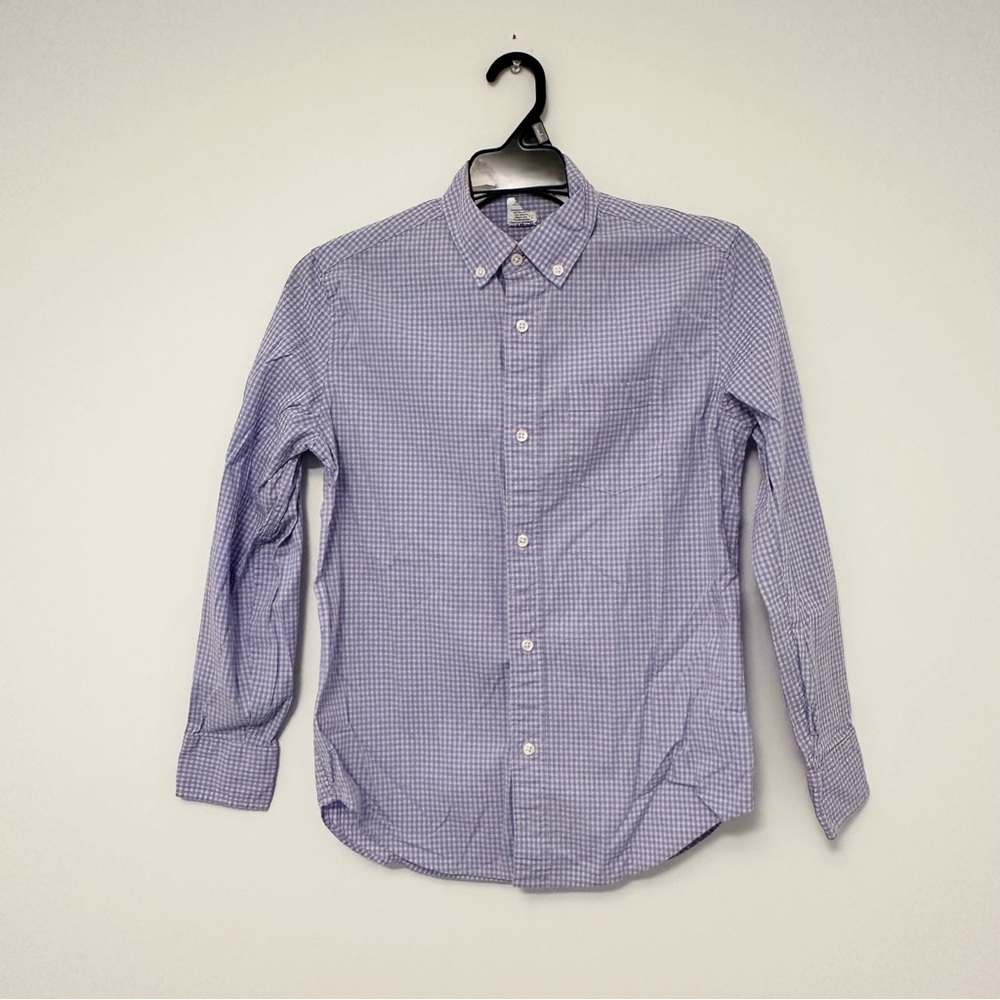 Crewcuts Boy's Pink and Blue Gingham Button Down Long Sleeve Shirt Size 12